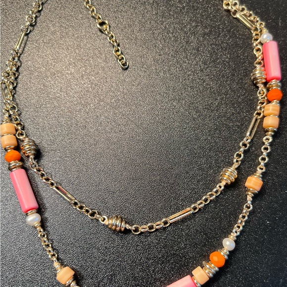 Kendra Scott Rachel Pink Mix Multi Strand Gold Tone Necklace - Picture 3 of 10